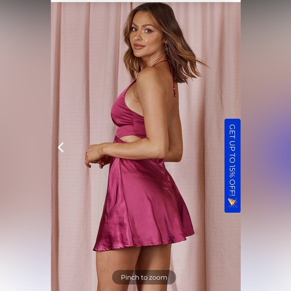 Selfie Leslie Social Butterfly Cut-Out Waist Mini Dress Wine New With Tags Large - Picture 5 of 13